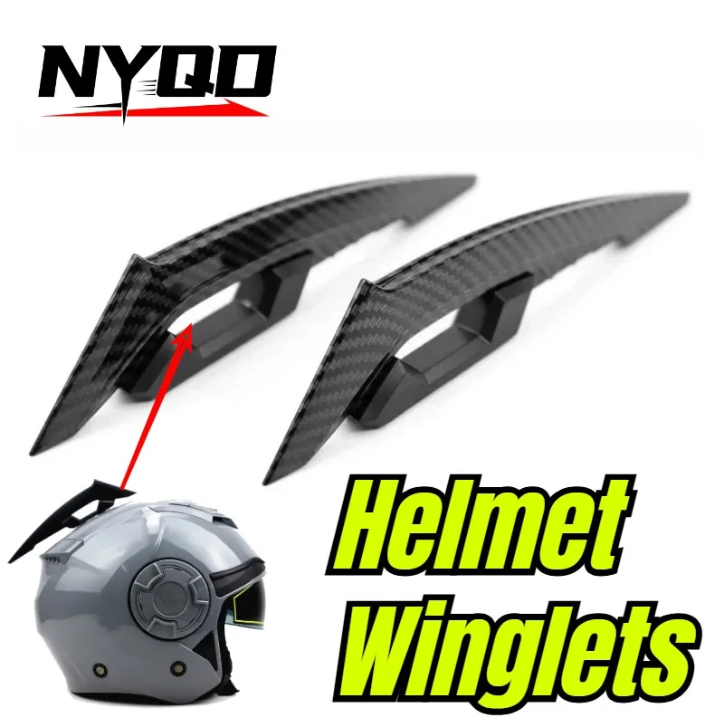 1Pair Helmet Winglets Spoilers Adhesive Dynamic Wing Decal Carbon Fiber Look Motorcycle Helmet Decor Accessories