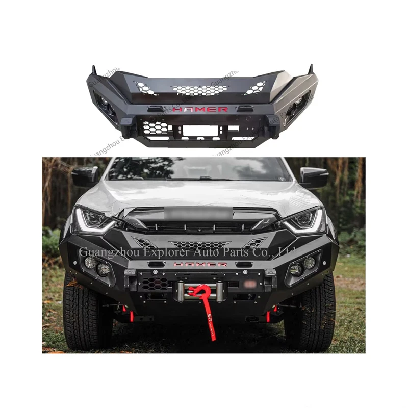 

Pick Up Steel Front Bumper For Isuzu Dmax 2020 2021 2022 With Led Light Bracket Car 4X4 Accessories Auto Body Systems Bumper Bar