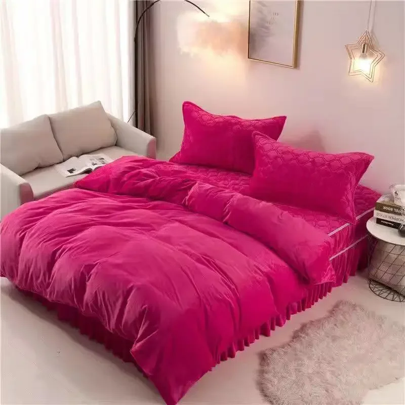 Winter Thickened Soft Crystal Velvet Single-Piece Quilt Cover Warm Single Flannel Quilt Cover Milk Velvet Quilt Cover Bedding