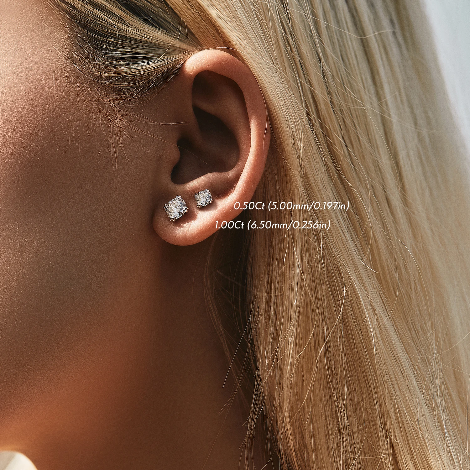 MODIAN D Color 1CT Moissanite Stud Earrings 925 Sterling Silver Brilliant Round Cut Lab Created Diamond Jewelry For Women