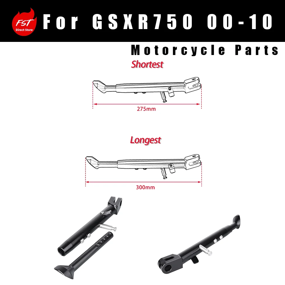 

Modified Aluminum Side Stand Kickstand Parking Support Fit GSXR750 2000-2010