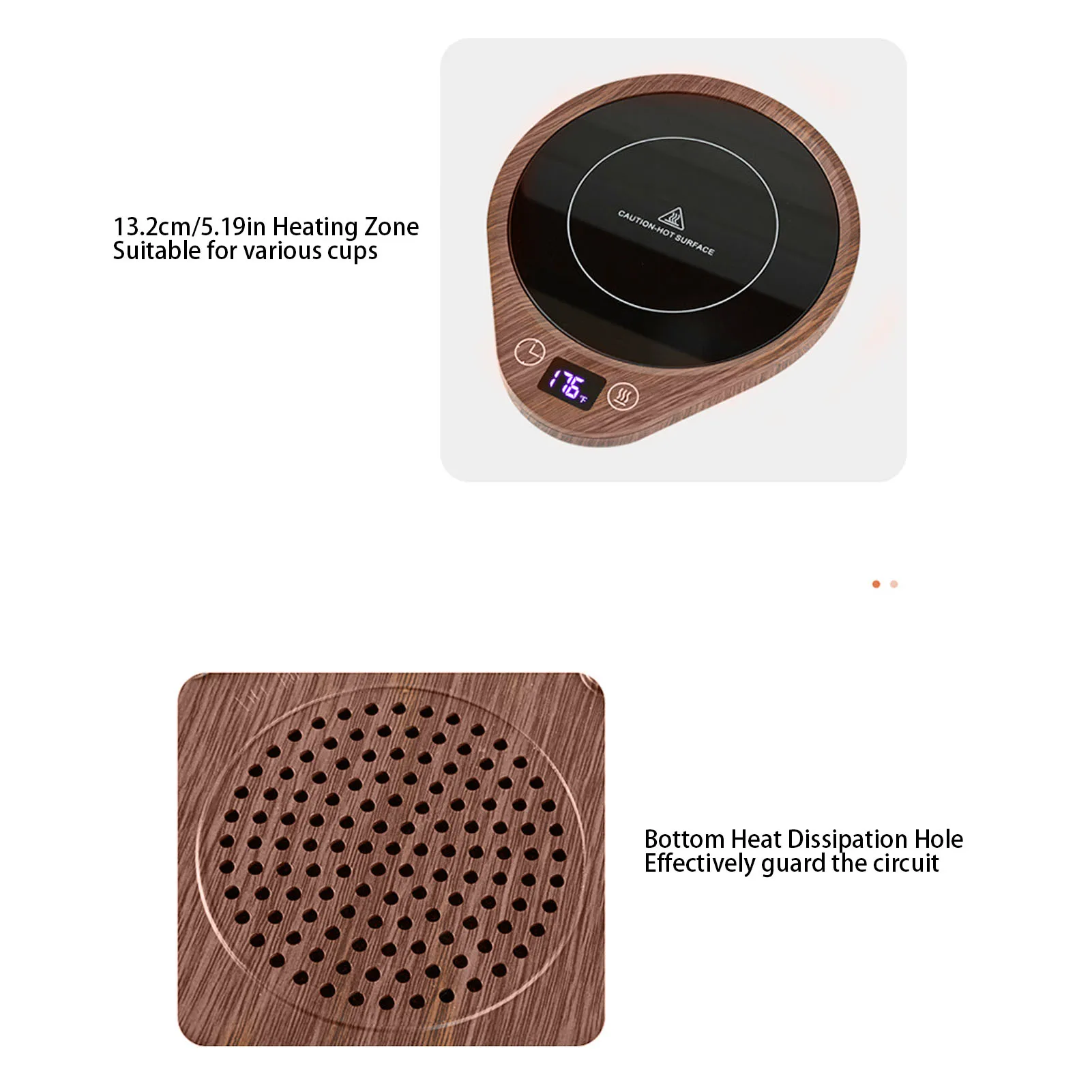 Aquecedor de canecas 36W, aquecimento uniforme rápido, 3 configurações de temperatura, aquecedor de copos com desligamento automático para café, chá, leite, cacau