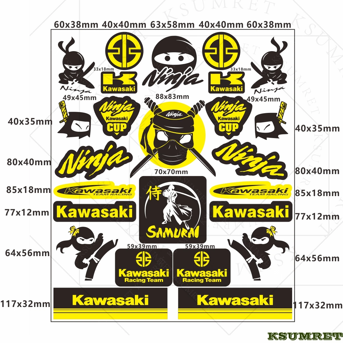For Kawasaki Motorcycle Decoration Stickers Reflective Waterproof Helmet Racing Decals Ninja Accessories Sponsor Stickers