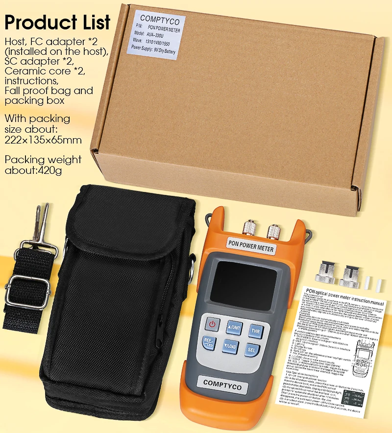 AUA-330U/AUA-330A Handheld PON Power Meter Optical Fiber PON OPM FTTX/ONT/OLT 13