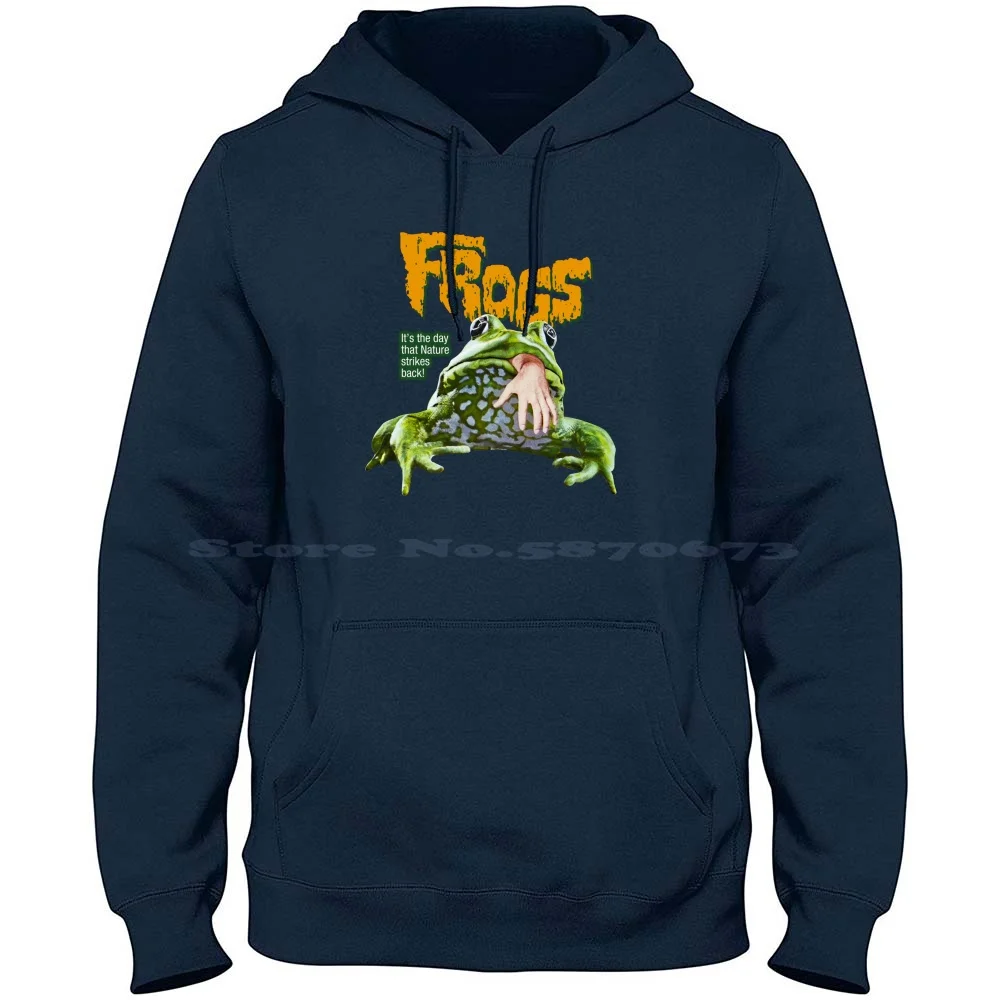 Frogs — Reimagined 1972 Eco-Horror Film Artwork With Human-Eating Amphibian 100% Cotton Hoodie T Shirt 1970S B Movies Horror