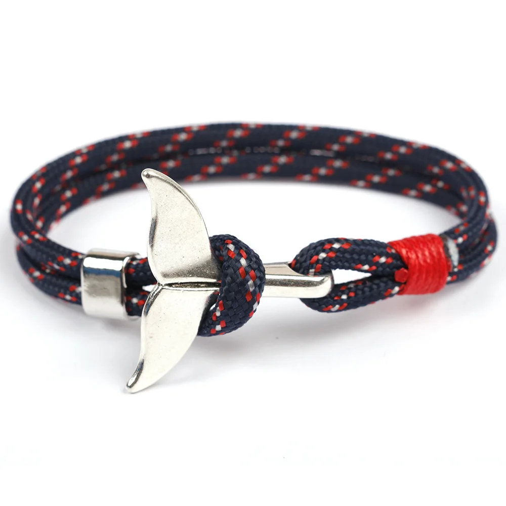 Classic Hot Selling Whale Tail Boat Anchor Bracelet Handwoven Rope Bracelets for Men and Women Wrist Jewelry 11 Colors Available