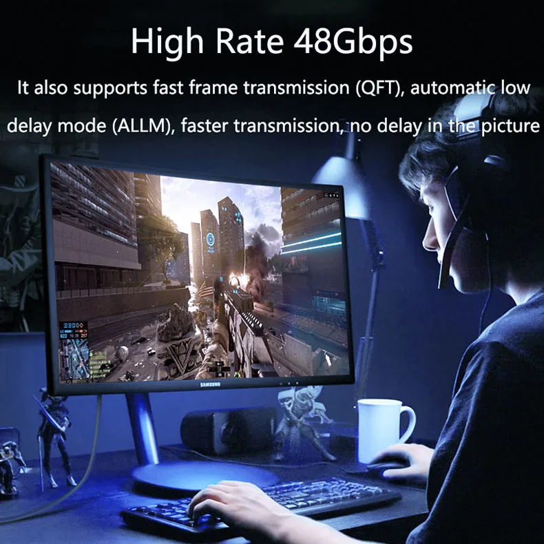 Samzhe hdmi 2,1 kabel 8k/60hz 48gbps digitale kabel hdmi 2,1 kabel splitter für hdr10 ps5 schalter kabel hdmi 2,1 – Detail 9