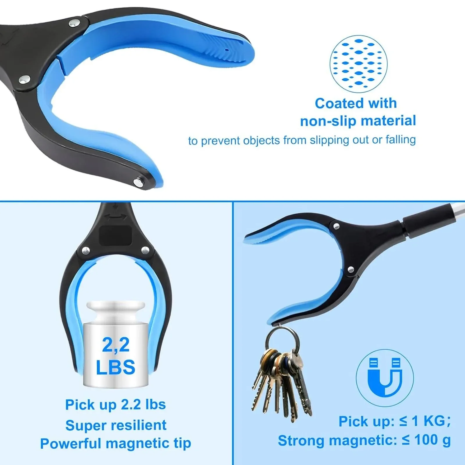 Foldable Magnetic Gripper for Seniors Long Reach Garbage Picker Tool Adjustable Gripping Pliers Handy Trash Grabber Stick