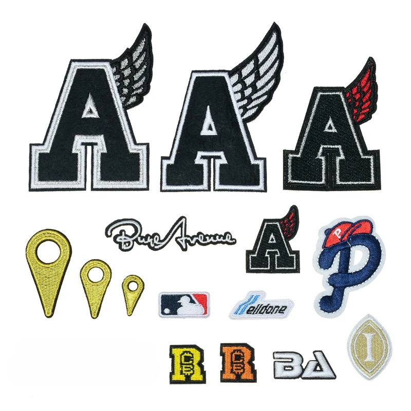 

50pcs/Lot Luxury Anime Embroidery Patch Black Wing Letter A Baseball Shirt Bag Clothing Decoration Accessory Craft Diy Applique