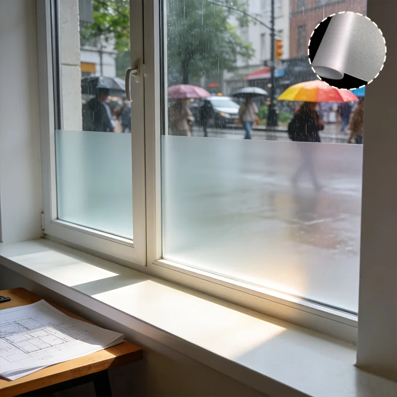 Matte Frosted Privacy Window Film Static Cling Removable Weather Resistant for Home Office Commercial Glass Door Window Partitio - view 6
