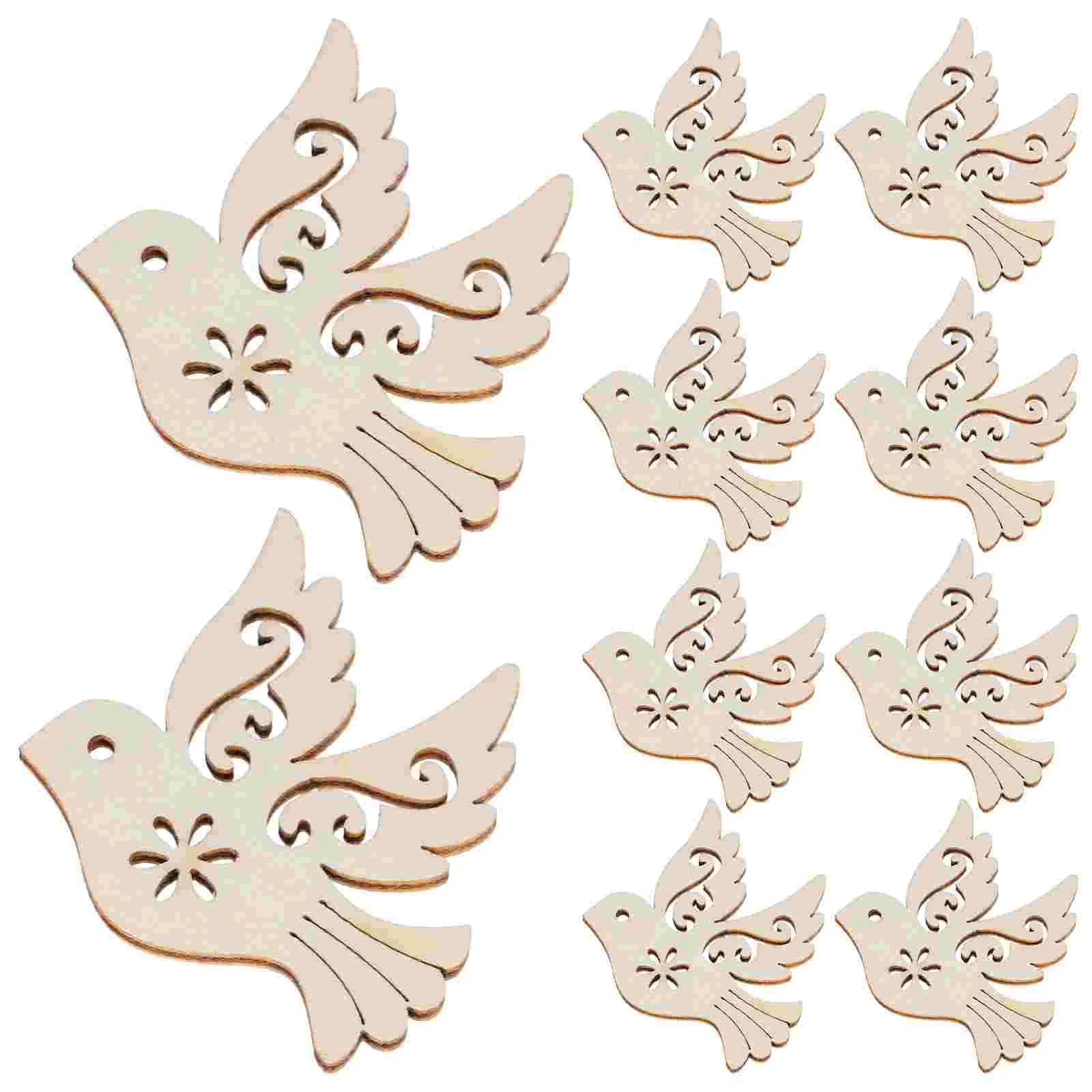 

50 Pcs of The Lid Peace Dove Accessories Hollow Pigeon Wood Chips Unfinished Ornaments Crafts Bedroom Wall Pendant