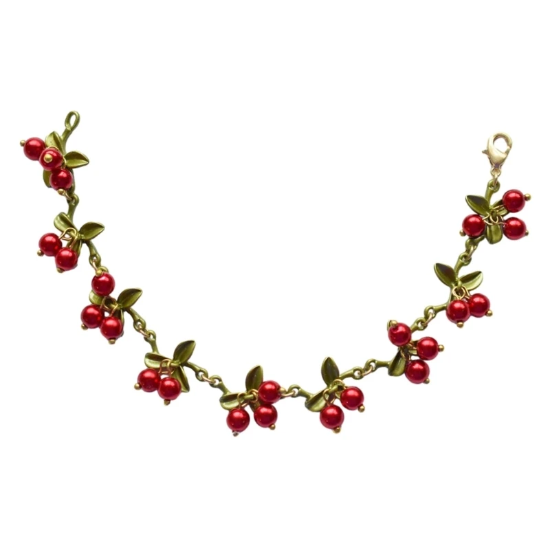 Kleurrijke kralen plant bladeren fruit perzik cranberry armband voor vrouwen sieraden dropship