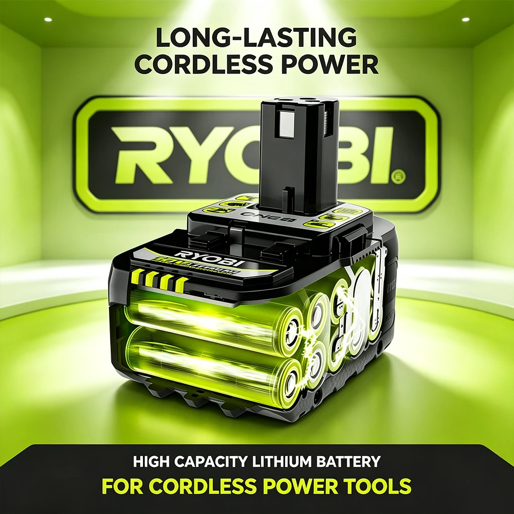 Genuine RYOBI 18V 4.0/6.0/8.0Ah Li-ion Battery Pack – Official Grade, Powers Drill, Circular Saw,DIY & Professional Applications