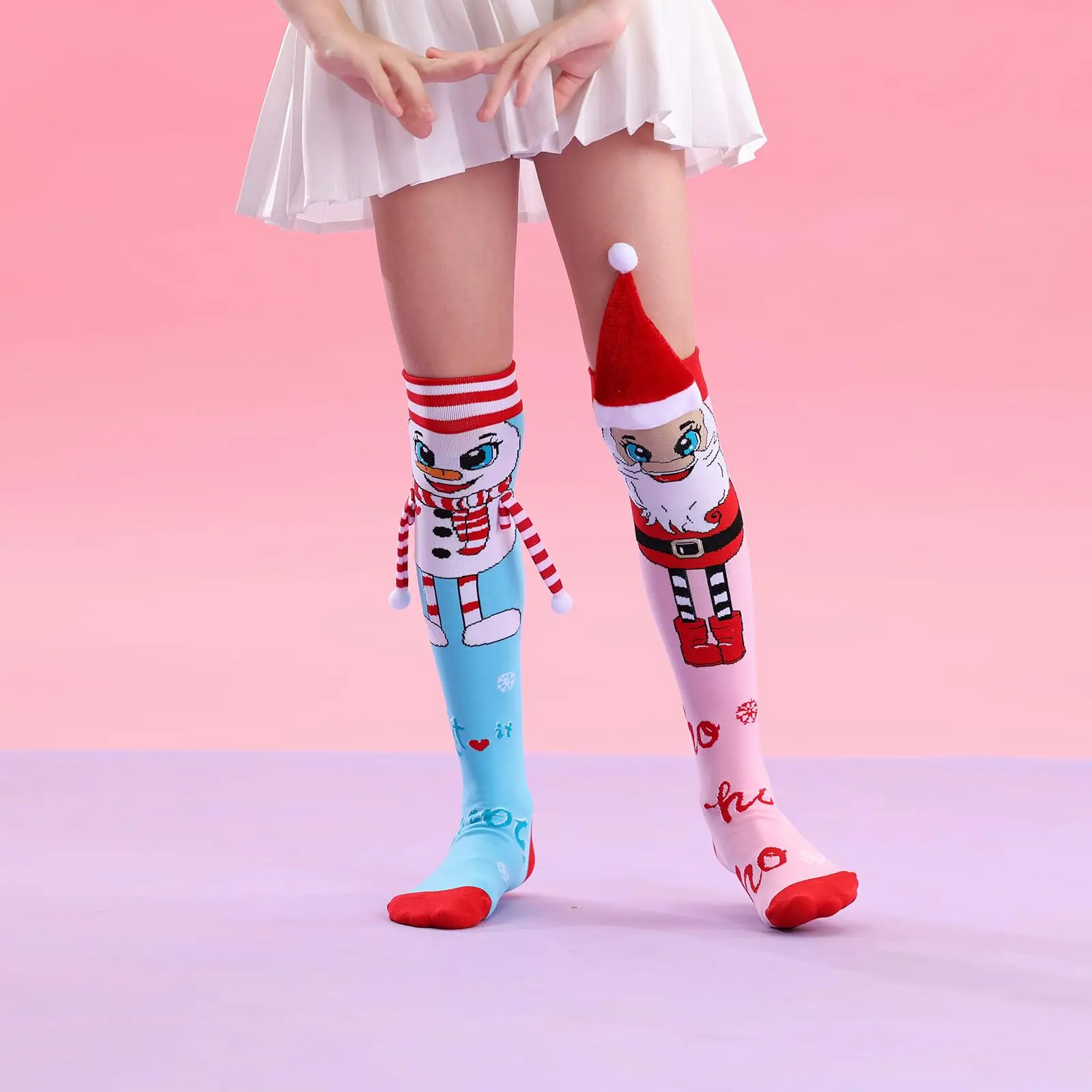 جوارب مجنونة للأطفال، جوارب بناتي لطيفة للفتيات، جوارب مبتكرة غير تقليدية قابلة للتمدد من منتصف إلى عالٍ