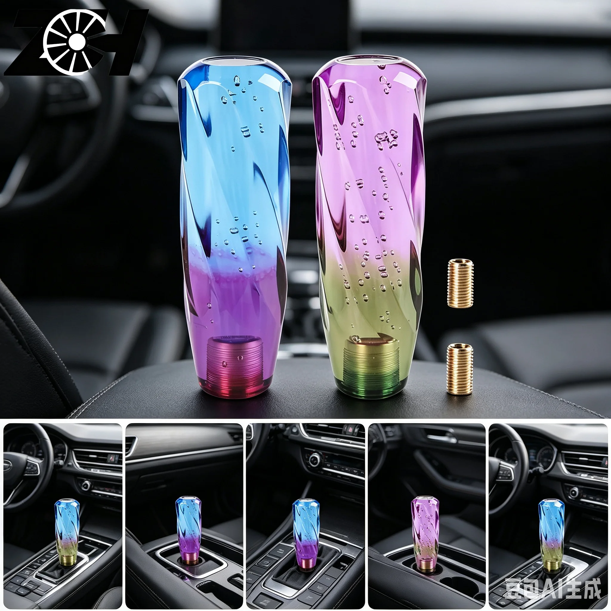 15cm 2 Colors Car Resin Auto Manual Gear Shift Knob Shifter Head Stick Crystal Transparent Bubble Handle Lever