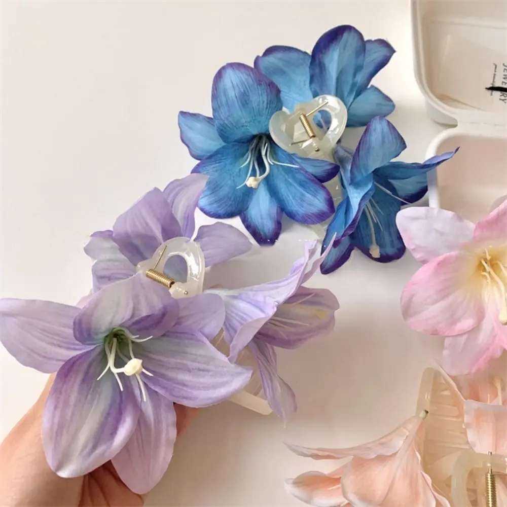 Bohemia Barrettes Lilium Flower Hair Claw Ponytail Clip Cute Hairpin Calla Hair Clip Large Shark Clip Headdress Big Hair Claw