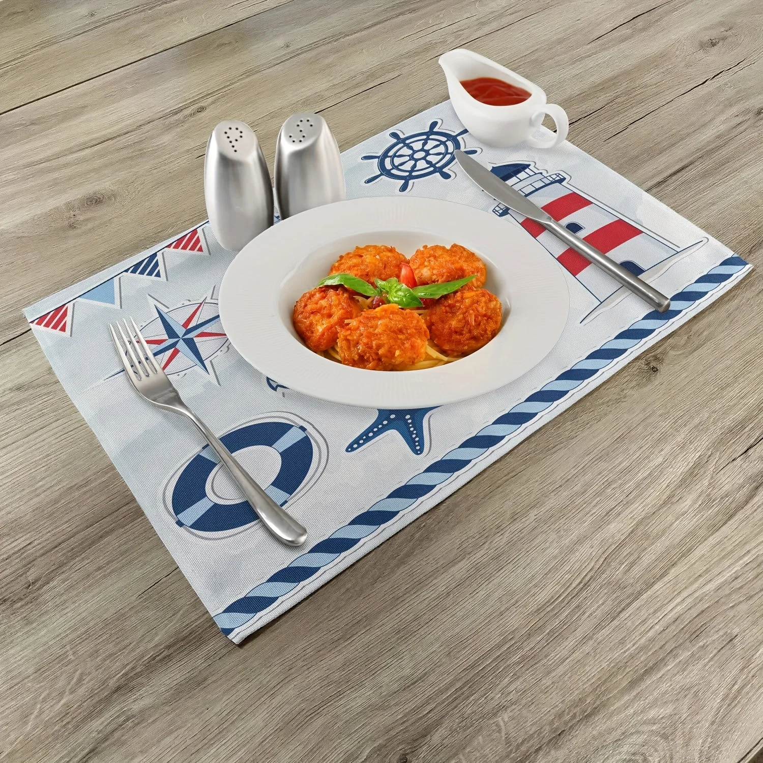 4pcs Summertime Theme Starfish Flags Placemats For Dining Table Spring & Summer Farmhouse Home Decor Elegant Kitchen Table Mats