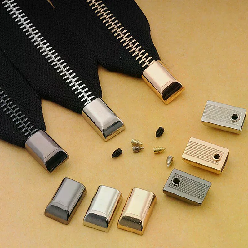 10Pcs Metal Zipper Stopper Zipper Tail Clip Stop Tail Plug Head With Screw Diy Sewing Leather Hardware Craft