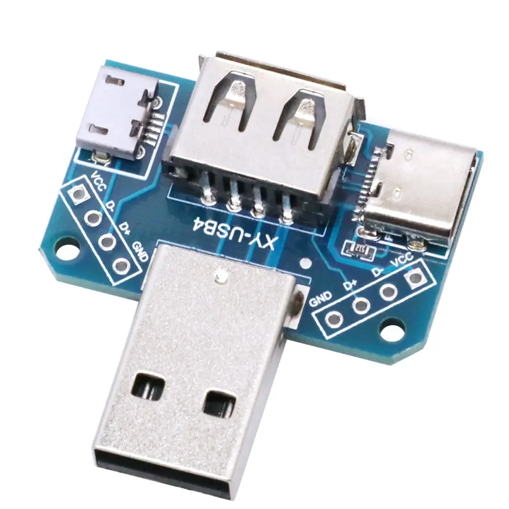 Universal USB Type-C/Micro USB Adapter Plate – XY-USB4 4-Pin Test Board for Signal Transfer & Prototyping Projects