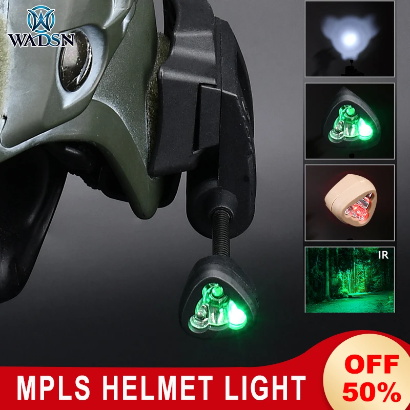 Wadsn Tactical Helmet Light Mpls FAST Helmet Lamp Green Red IR Laser 4 Mode Helmets Flashlight Airsoft Signal Light