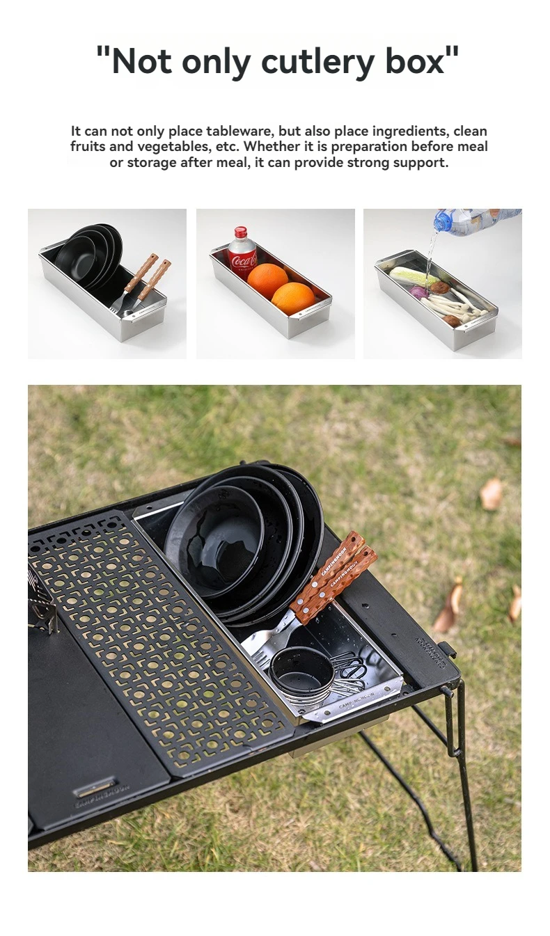 CAMPINGMOON CK-11 Outdoor Camping Reise Picknick Besteck Utensil Edelstahl Lebensmittelbehälter Gemüsebox – Detail 7