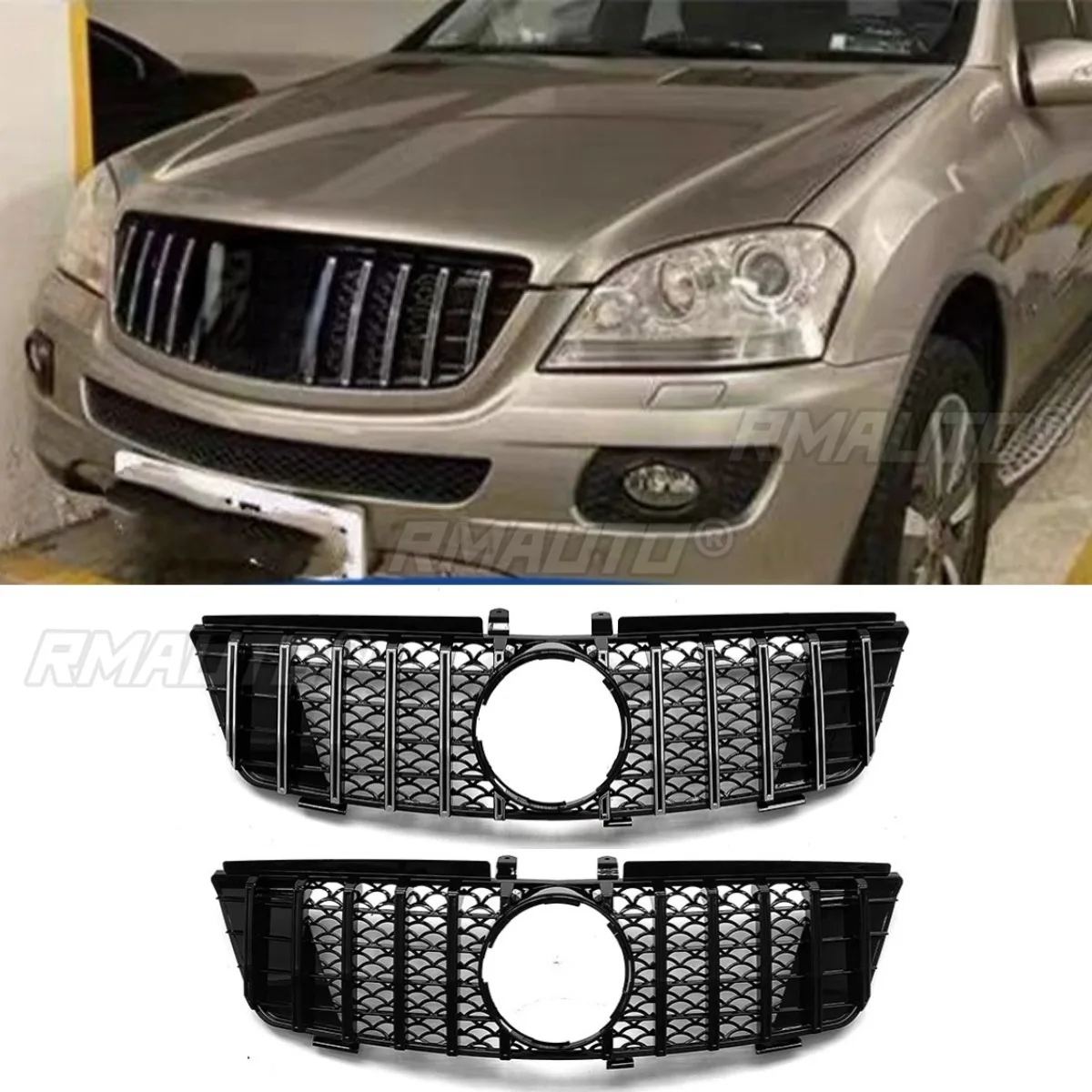 

Car Bumper Grill Decorative Strips Racing Grille Body Kit Front Bumper Grill For Mercedes Benz ML W164 GT 2005-2008 Exterior