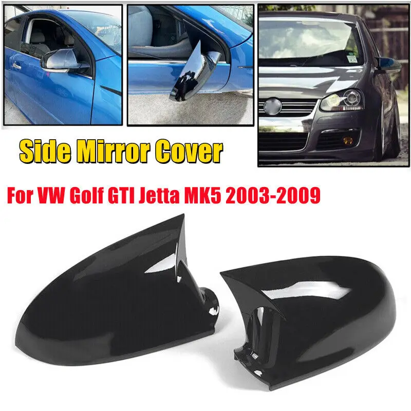 1 Pair Side Rearview Mirror Cover Cap Trim For VW Golf 5 MK5 GTI R32 2003 - 2009 Add-On Rear Wing Mirror Caps Car Accessories