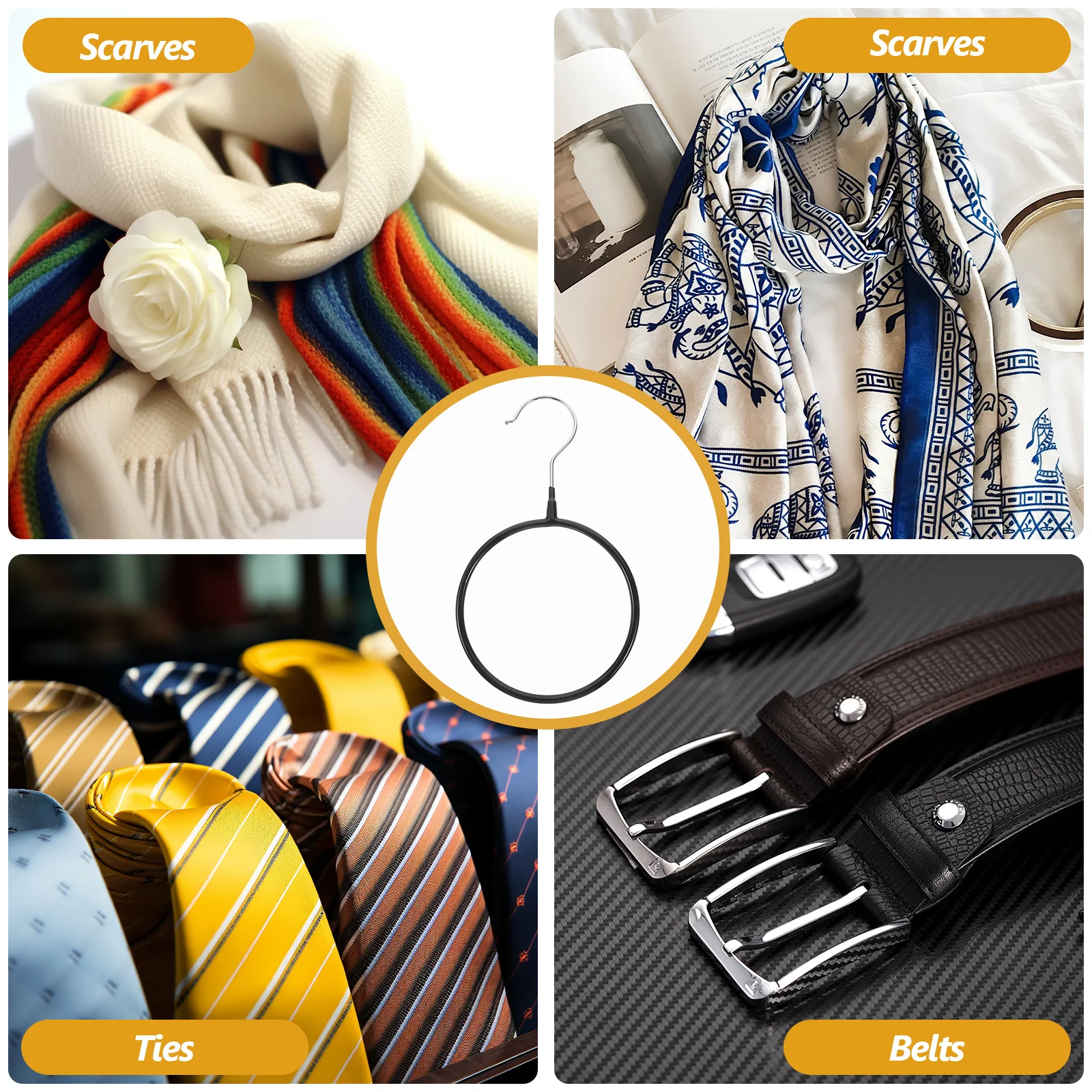 

10Pcs Anti-Slip Scarf Hanger Reliable Multi-Functional Closet Organizer Scarf Storage Belt Tie Holder Neckties Hanger