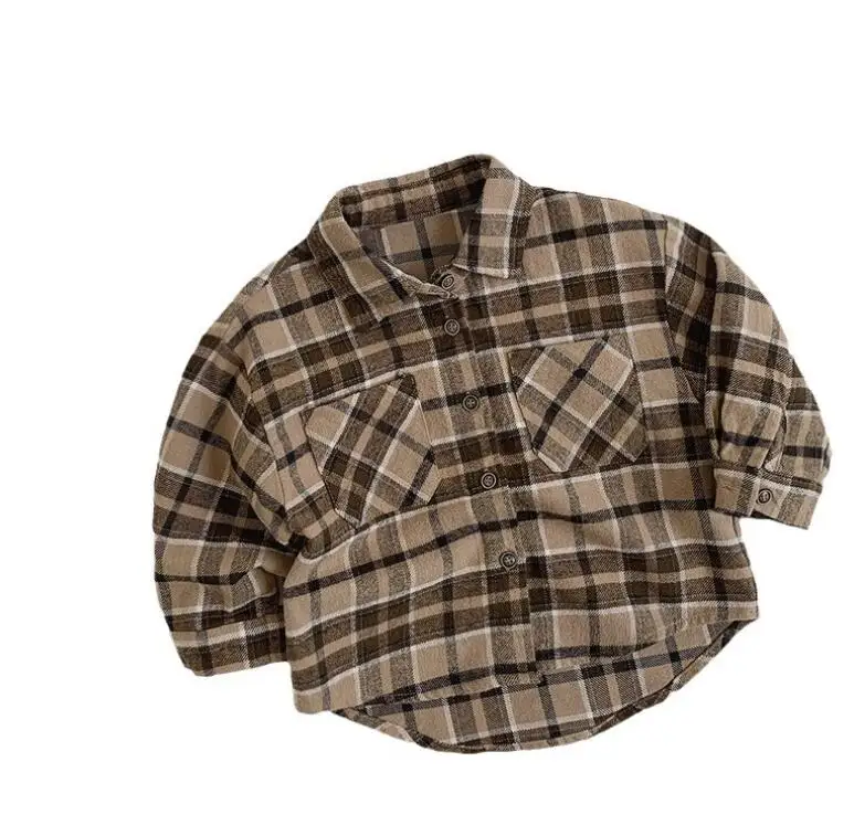 

Baby Kids Boy Fall Cotton Plaids Blouse , Children Elegant Long Sleeve Top 1-6T