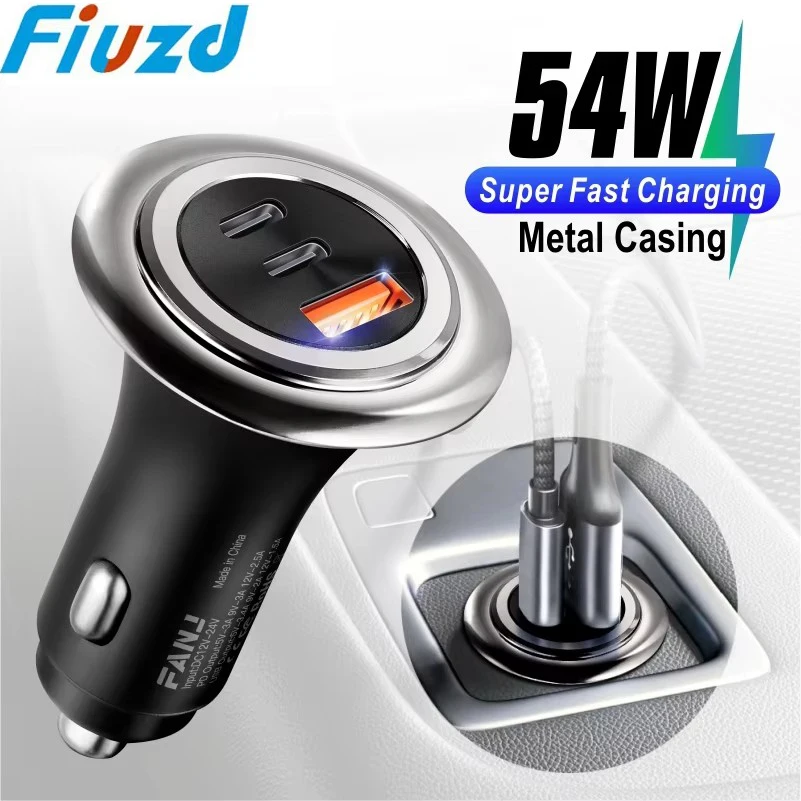 

Car Charger Fast Charging 3 USB Ports Adapter For IPhone Samsung Xiaomi Quick Charging Chargers With Digital Display