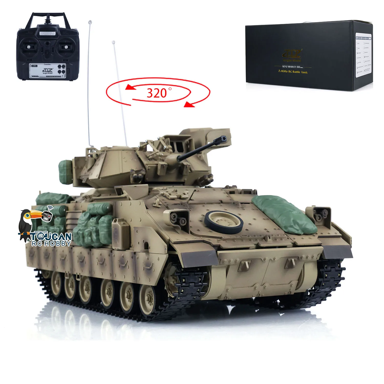 1/16 Tongde RC Battle TANK M2A2 Bradley บาร์เรลอินฟราเรดไฟฟ้าต่อสู้วิทยุควบคุมรถไม่มี BB Ready TO Run ของเล่น