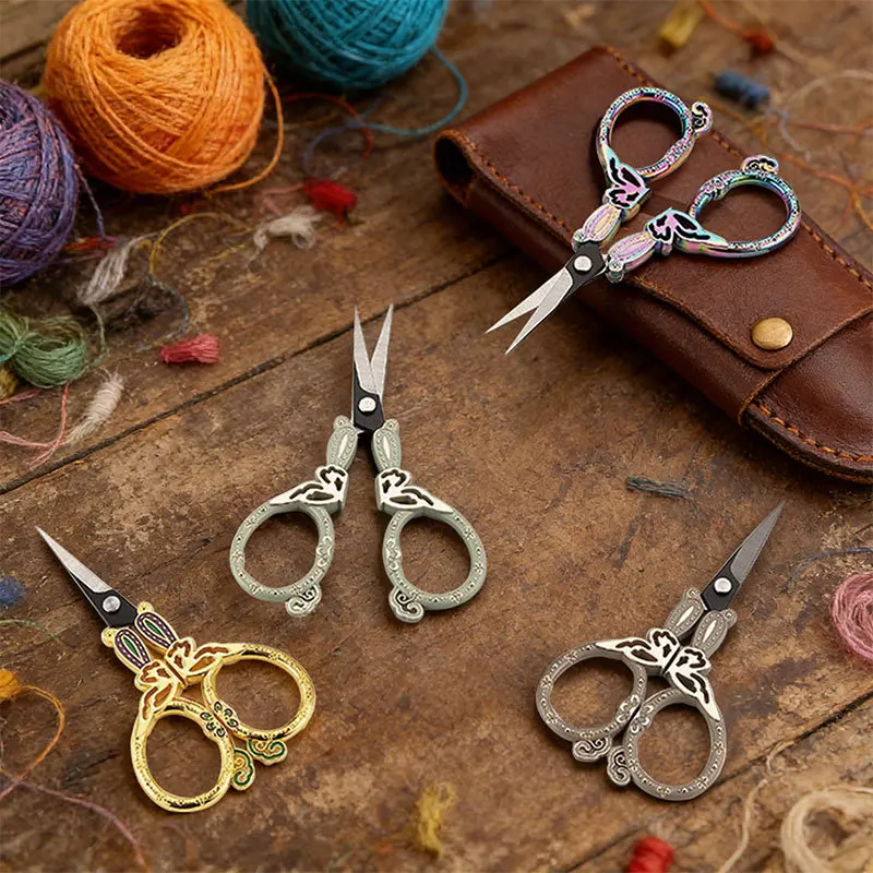 Vintage Butterfly Embroidery Scissors Stainless Steel Sewing Craft Thread Snips for Needlework Fabric Cross Stitch