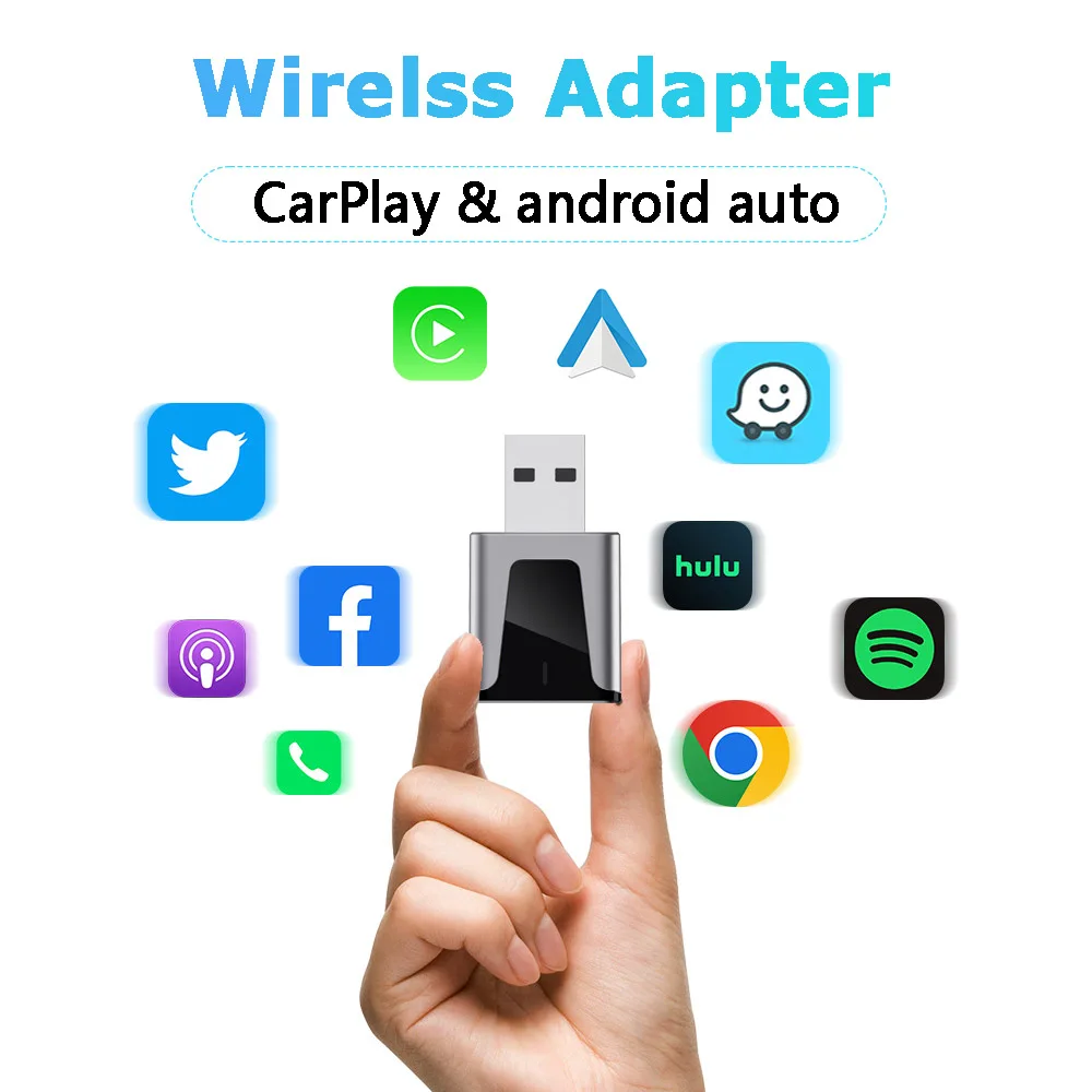 

2-in-1 Wired to Wireless CarPlay Adapter & Android Auto Wireless Adapter Plug & Play Auto Connect Wirelsss adapter