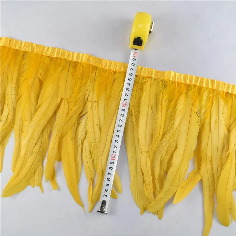 1 Meter bunte Hahnenfedern auf Band, Federnband für Kleider, DIY-Fransen, Nähdekoration, Kleidung, Handwerkszubehör – Detail 8