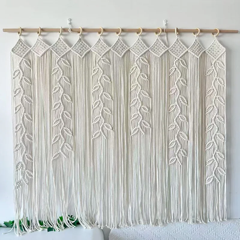 Hand-woven door curtain cotton thread decoration partition tapestry flow bed and breakfast living room bedroom dormitory woven c