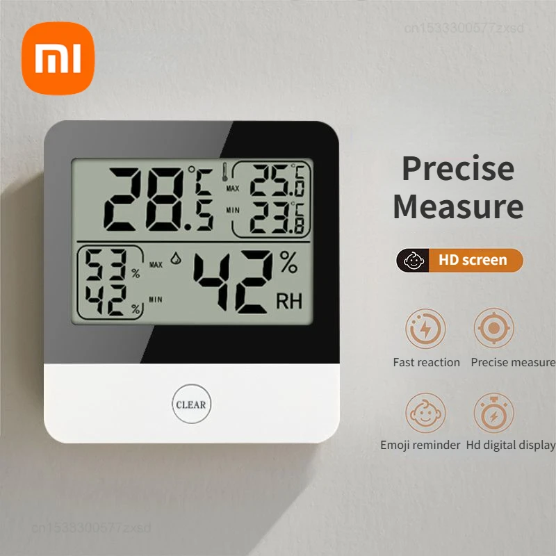 Xiaomi Derbocy-mini Termômetro com Higrômetro Digital Lcd Sensor de Temperatura Eletrônico Medidor de Umidade Relógio Home Estação Meteorológica
