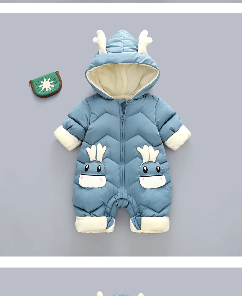 1-3 Jahre Baby Dicker Samt-Strampler Kleidung Winter Herbst Gepolsterter Warmer Einteiler Baby Mädchen Junge Overall Kinder Latzhose Neugeborenen Daunenanzug – Detail 5
