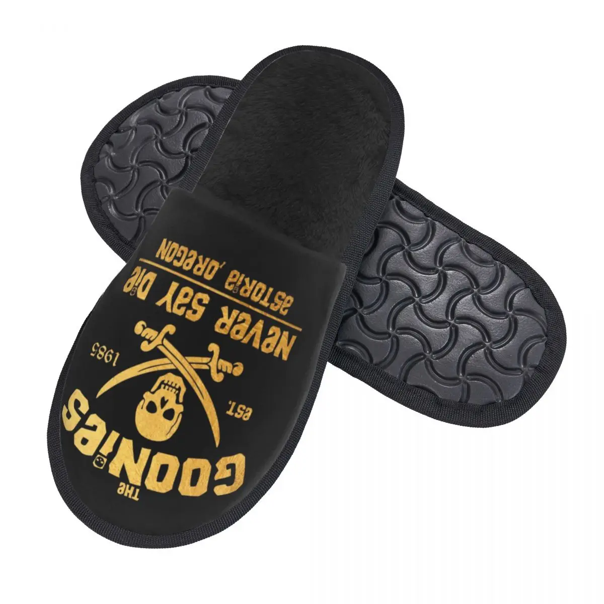 The Goonies Never Say Die House Slippers Women Cozy Memory Foam Gothic Pirate Skull Slip On Hotel Slipper Shoes