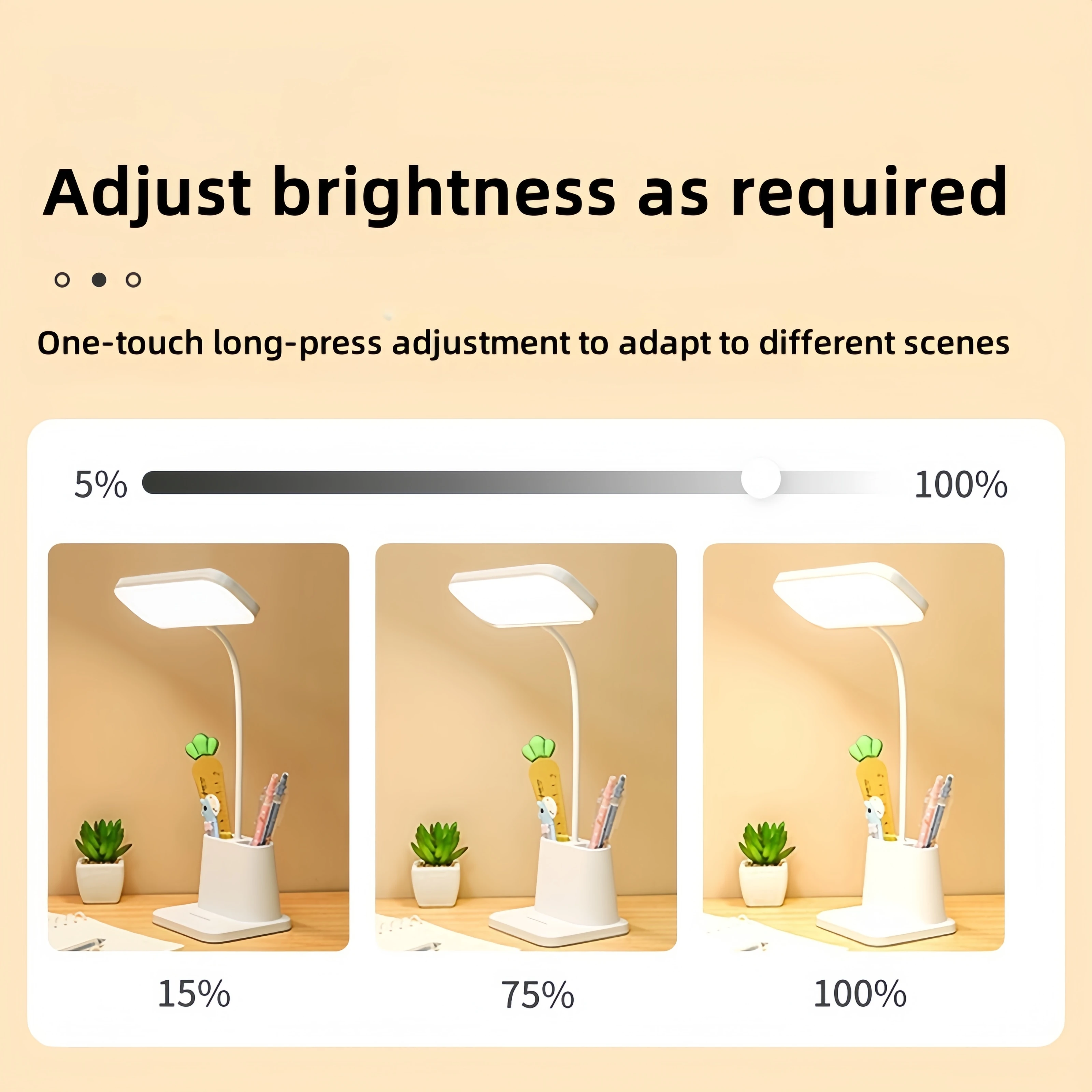 Desk Lamp LED Touch Switch White Folding Desk Lamp Bedroom Bedside Study Reading Eye Care Night Lamp USB Plug-in Dimmable White image 4