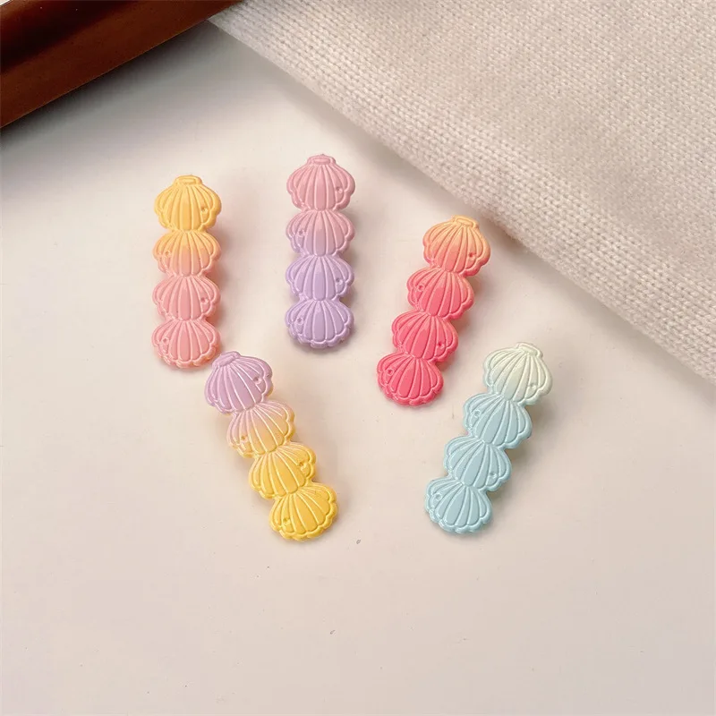 5pcs-New gradient shell hairpin fresh and cute teenage seaside hairpin with sweet side-parted frizzy hairdo hairpin