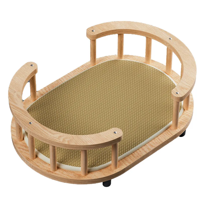 

Solid wood dog bed large dog pet nest pad summer tent kennel solid wood cat