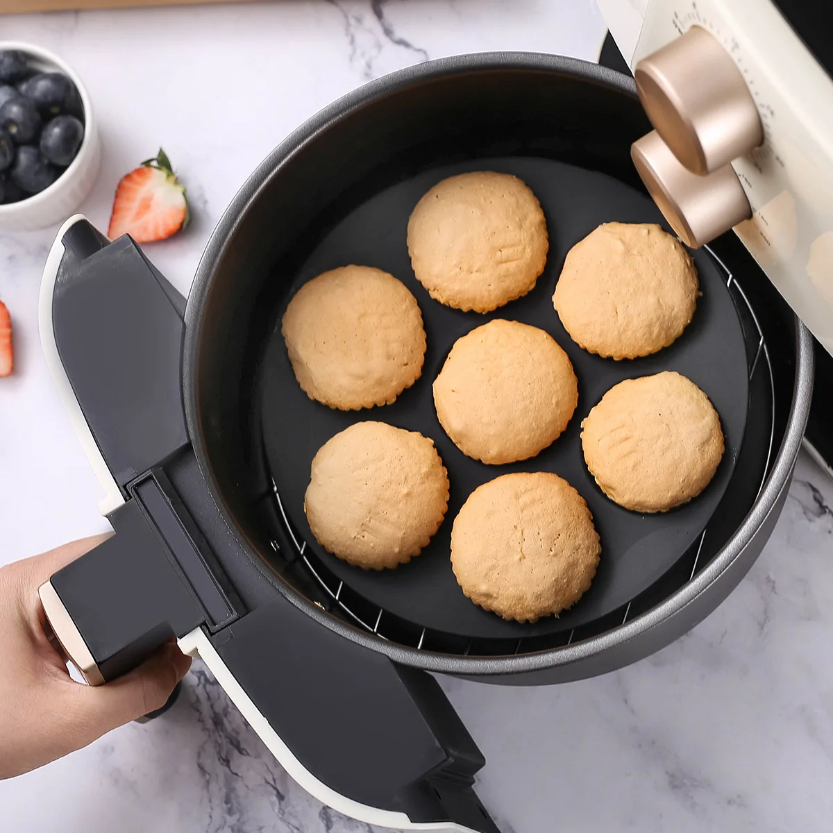 7-hole silicone air fryer baking mold, non-stick, suitable for microwave and air fryer, dishwasher safe