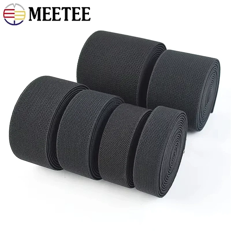 1/2/3/5Meters Meetee 20-70mm Black Elastic Bands Nylon Webbing Tape for Skirt Garment Trousers Waist Rubber Handmade Accessories