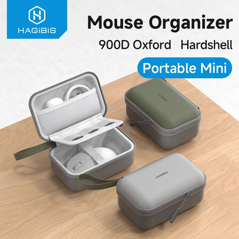 Hagibis Electronic Organizer Travel Case Bag for Mouse Portable Carry Case for Wireless Mouse Cable Charger Power Bank Hardshell
