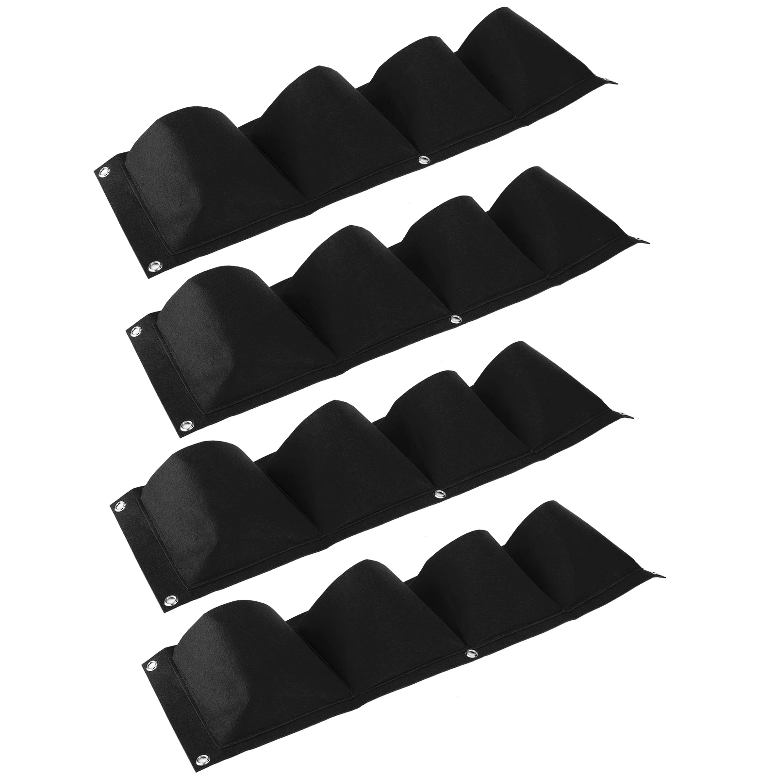 4Pcs 4 Pocket Plant Grow Bag Wall Mounted Reusable Degradable Felt Garden Planter