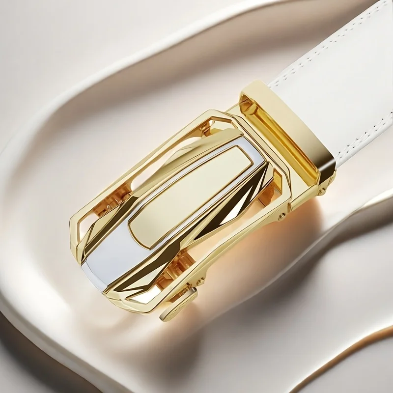 Modny pasek biznesowy, pasek casualowy, męski biały pasek, pasek z automatyczną klamrą, pasek ślubny, prezent dla męża i ojca