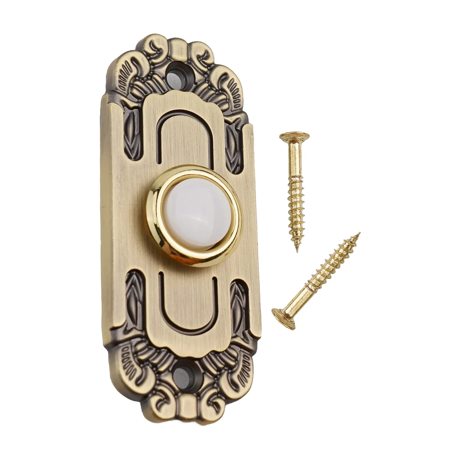 1pcs Doorbell Button Metal 8x3.3 Cm/3.15x1.3 Inches Antique Bronze With 2 Screws Push Buttons Door Home Improvement Hardware