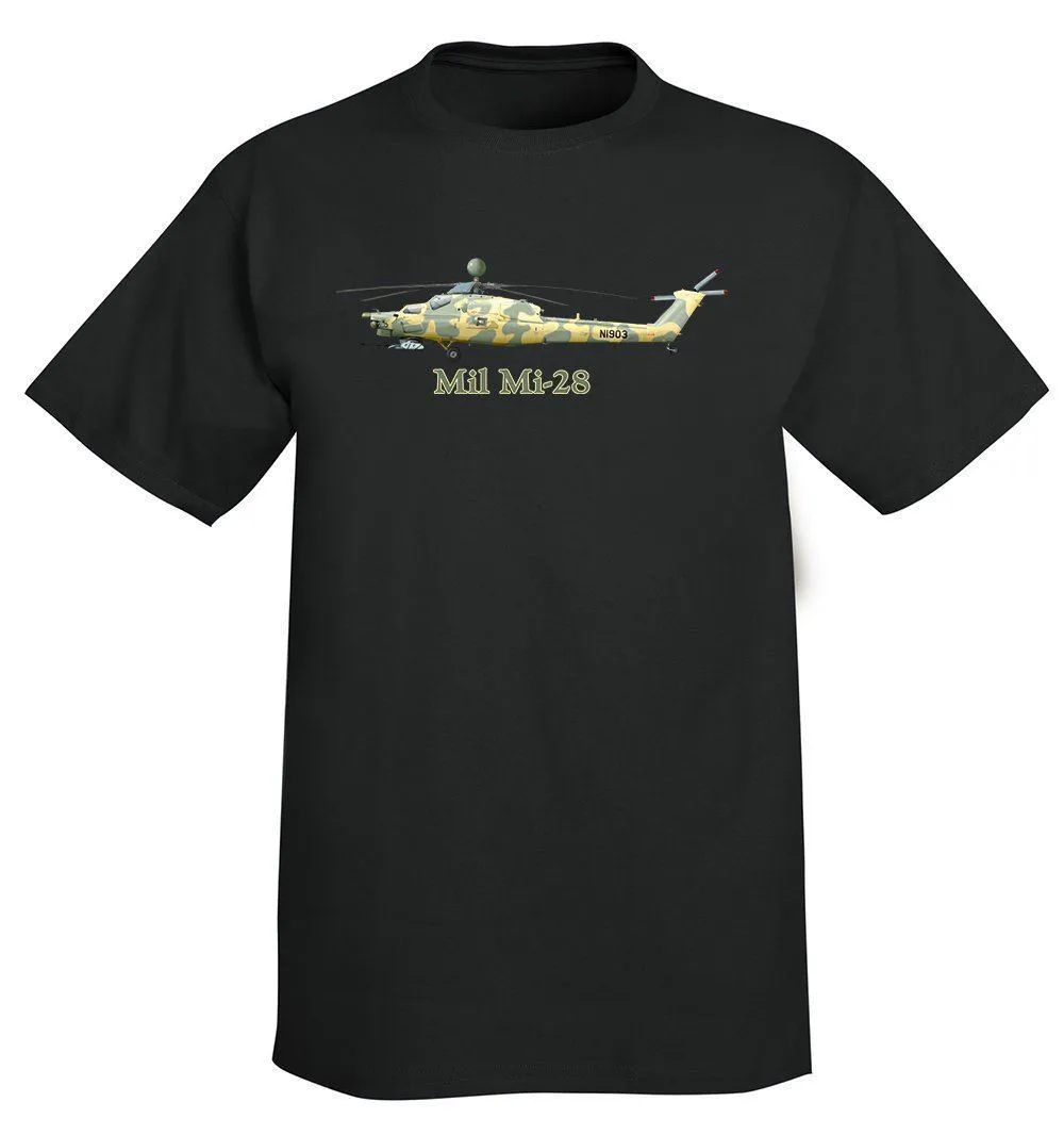 Hot Sale Soviet Russia Mi-28 Mi-28 Havoc Attack Helicopter T-Shirt 100% Cotton O-Neck Summer Short Sleeve Casual Mens T-shirt