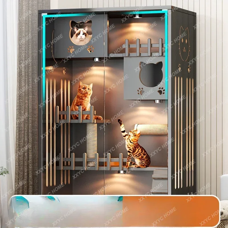 

Cat Cage Solid Wood Cat Nest Cat Villa Large Space Cat House Home Indoor Cat House Four Seasons Universal Non-Covering