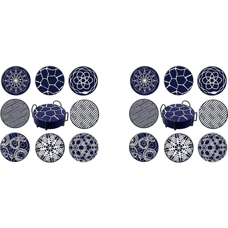 

16Pcs Silicone Coaster, Drink Coaster With Holder, Coffee Coaster, Suitable For Bar, Desktop-AA98